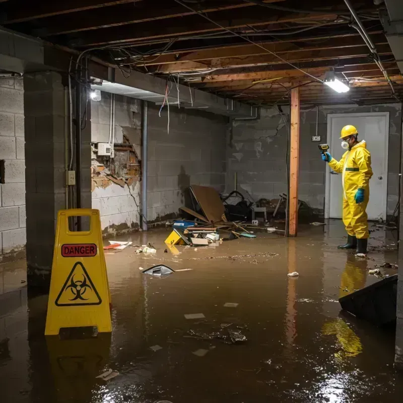 Flooded Basement Electrical Hazard in Silvis, IL Property